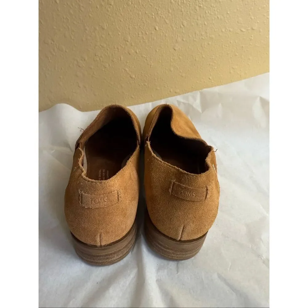 TOMS Suede Slip-On Loafers Women’s 7 – Tan Low Heel Flats